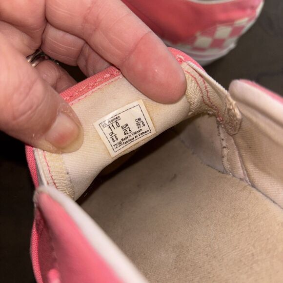 Vans Checkerboard Rose Pink White Women 11 Slip On Skateboarding Shoes Logo - Picture 8 of 10